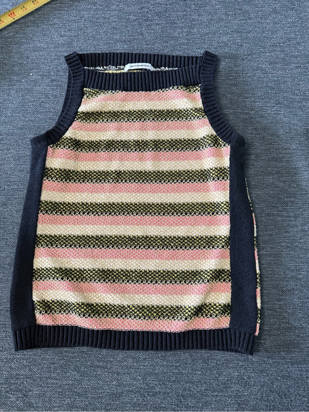 Aldo Martins women’s Striped Knit Sm Sleeveless Sweater Top Pink, Black, Cream
